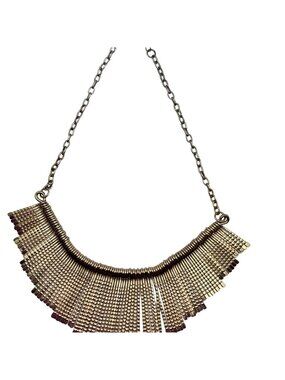 Vintage Boho Fringe Tassel Bib Necklace Collar Statement Egyptian Revival READ
